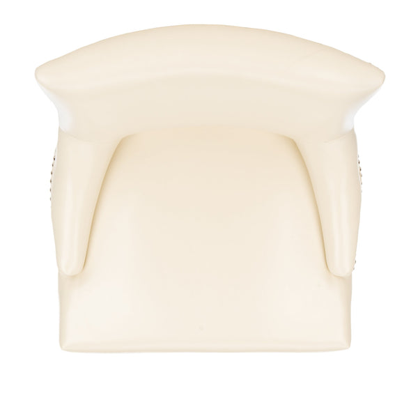 Safavieh Lotus Dining Chair - Elegant Leather Design For Modern Homes, Perfect For Stylish Dining Spaces Flat Cream  Mcr4700b