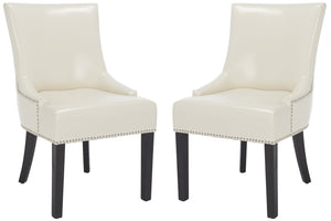 Safavieh Lotus Dining Chair - Elegant Leather Design For Modern Homes, Perfect For Stylish Dining Spaces Flat Cream  Mcr4700b