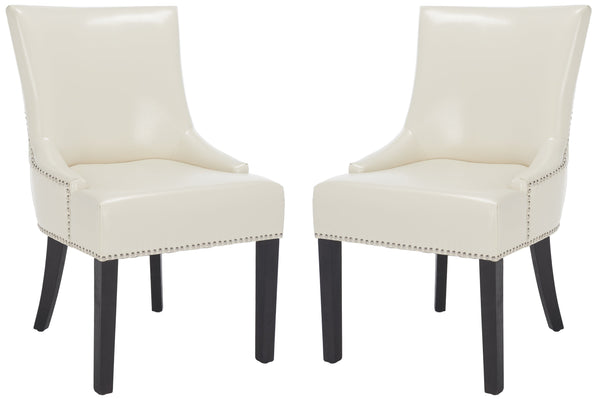 Safavieh Lotus Dining Chair - Elegant Leather Design For Modern Homes, Perfect For Stylish Dining Spaces Flat Cream  Mcr4700b