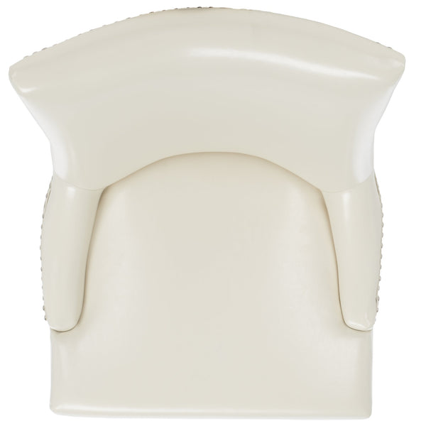 Safavieh Lotus Dining Chair - Elegant Leather Design For Modern Homes, Perfect For Stylish Dining Spaces Flat Cream  Mcr4700b