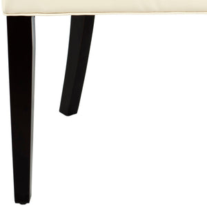 Safavieh ABBY Dining Chairs - Chic Flat Cream Leather with Espresso Legs & Silver Nailhead Trim - Set of 2 MCR4701B-SET2