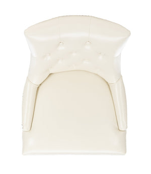 Safavieh ABBY Dining Chairs - Chic Flat Cream Leather with Espresso Legs & Silver Nailhead Trim - Set of 2 MCR4701B-SET2