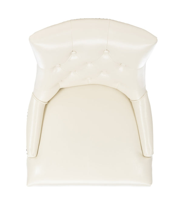 Safavieh ABBY Dining Chairs - Chic Flat Cream Leather with Espresso Legs & Silver Nailhead Trim - Set of 2 MCR4701B-SET2