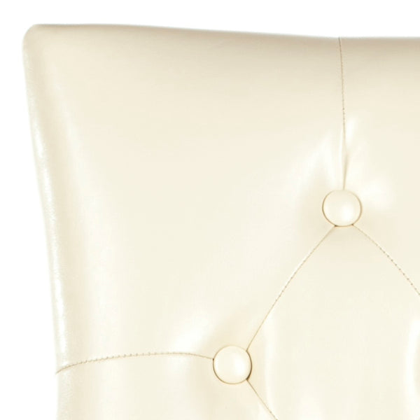 Safavieh ABBY Dining Chairs - Chic Flat Cream Leather with Espresso Legs & Silver Nailhead Trim - Set of 2 MCR4701B-SET2