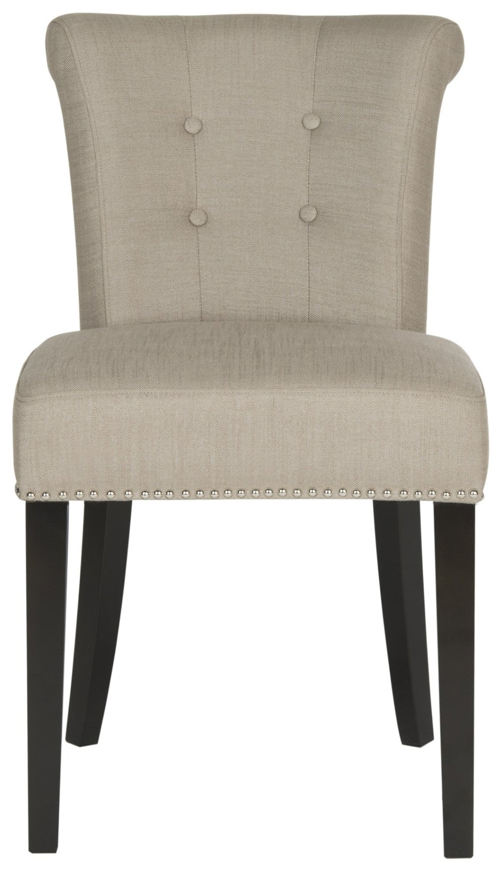 Safavieh SINCLAIR Dining Ring Chairs - Oyster Grey Elegance with Button Tufting & Silver Cleaver Accents MCR4705D-SET2