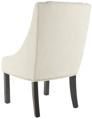 Safavieh MORRIS Sloping Arm Chair – Elegant Linen Upholstered Dining Chair with Birch Wood & Nailhead Trim MCR4708A-SET2