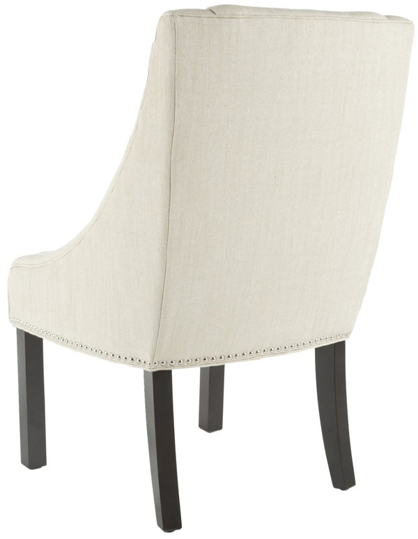 Safavieh MORRIS Sloping Arm Chair – Elegant Linen Upholstered Dining Chair with Birch Wood & Nailhead Trim MCR4708A-SET2