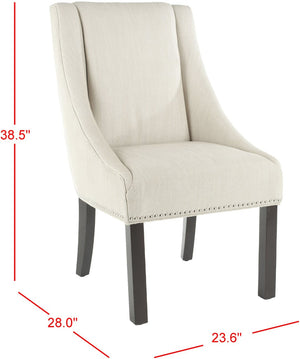 Safavieh MORRIS Sloping Arm Chair – Elegant Linen Upholstered Dining Chair with Birch Wood & Nailhead Trim MCR4708A-SET2