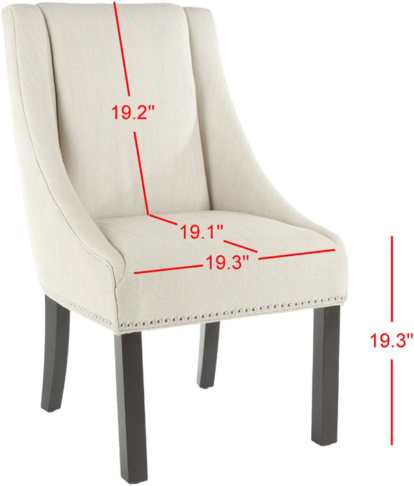 Safavieh MORRIS Sloping Arm Chair – Elegant Linen Upholstered Dining Chair with Birch Wood & Nailhead Trim MCR4708A-SET2