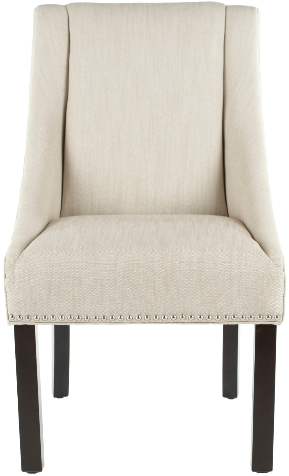 Safavieh MORRIS Sloping Arm Chair – Elegant Linen Upholstered Dining Chair with Birch Wood & Nailhead Trim MCR4708A-SET2