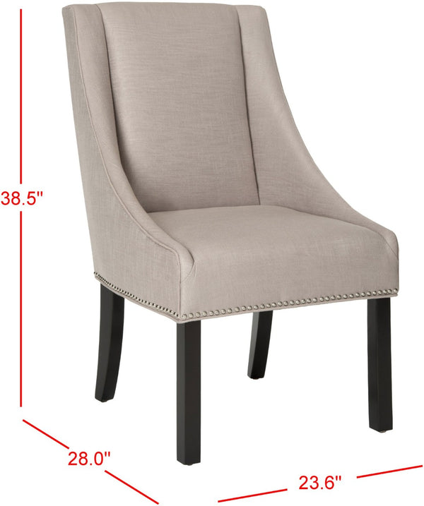 Safavieh MORRIS Sloping Arm Chair Set in Oyster Grey – Elegant Comfort, Tapered Legs, and Timeless Design MCR4708B-SET2