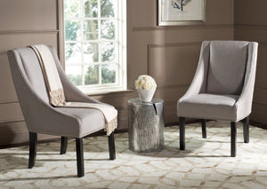 Safavieh MORRIS Sloping Arm Chair Set in Oyster Grey – Elegant Comfort, Tapered Legs, and Timeless Design MCR4708B-SET2