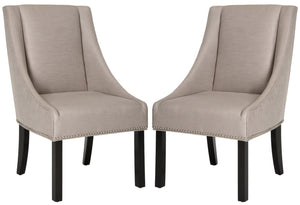 Safavieh MORRIS Sloping Arm Chair Set in Oyster Grey – Elegant Comfort, Tapered Legs, and Timeless Design MCR4708B-SET2