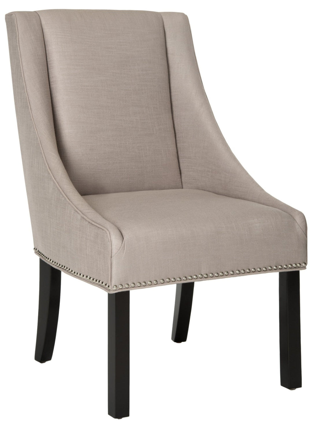 Safavieh MORRIS Sloping Arm Chair Set in Oyster Grey – Elegant Comfort, Tapered Legs, and Timeless Design MCR4708B-SET2
