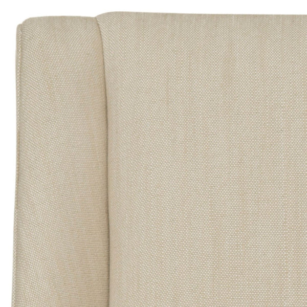 Safavieh MORRIS Sloping Arm Chairs Set of Two - Elegant Beige Linen Dining Seating with Silver Accents MCR4708C-SET2