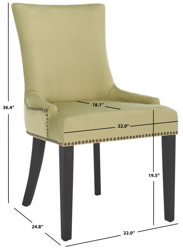 Safavieh LESTER Dining Chair Set of Two - Elegant Ergonomic Design with Brass Accents for Modern Dining Spaces Mint MCR4709E-SET2