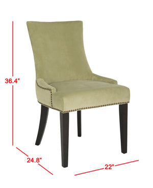 Safavieh LESTER Dining Chair Set of Two - Elegant Ergonomic Design with Brass Accents for Modern Dining Spaces Mint MCR4709E-SET2