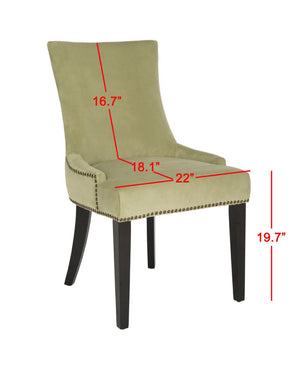 Safavieh LESTER Dining Chair Set of Two - Elegant Ergonomic Design with Brass Accents for Modern Dining Spaces Mint MCR4709E-SET2