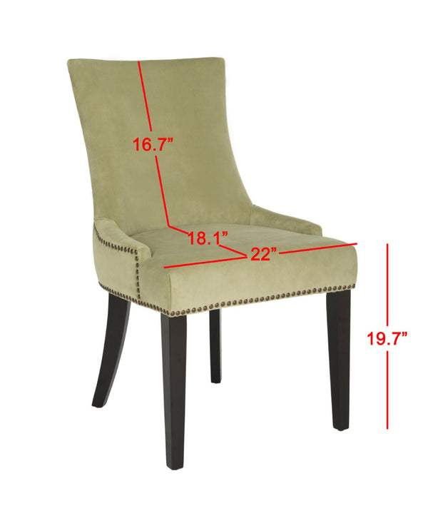 Safavieh LESTER Dining Chair Set of Two - Elegant Ergonomic Design with Brass Accents for Modern Dining Spaces Mint MCR4709E-SET2
