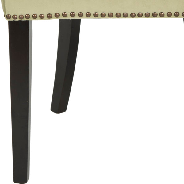 Safavieh LESTER Dining Chair Set of Two - Elegant Ergonomic Design with Brass Accents for Modern Dining Spaces Mint MCR4709E-SET2
