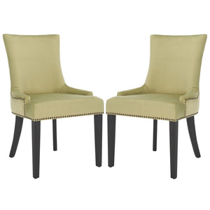 Safavieh LESTER Dining Chair Set of Two - Elegant Ergonomic Design with Brass Accents for Modern Dining Spaces Mint MCR4709E-SET2