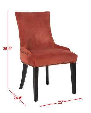 Safavieh LESTER Dining Chair Set of Two - Elegant Ergonomic Design with Brass Accents for Modern Dining Spaces Rust MCR4709K-SET2