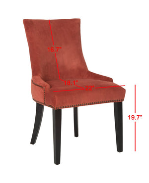 Safavieh LESTER Dining Chair Set of Two - Elegant Ergonomic Design with Brass Accents for Modern Dining Spaces Rust MCR4709K-SET2