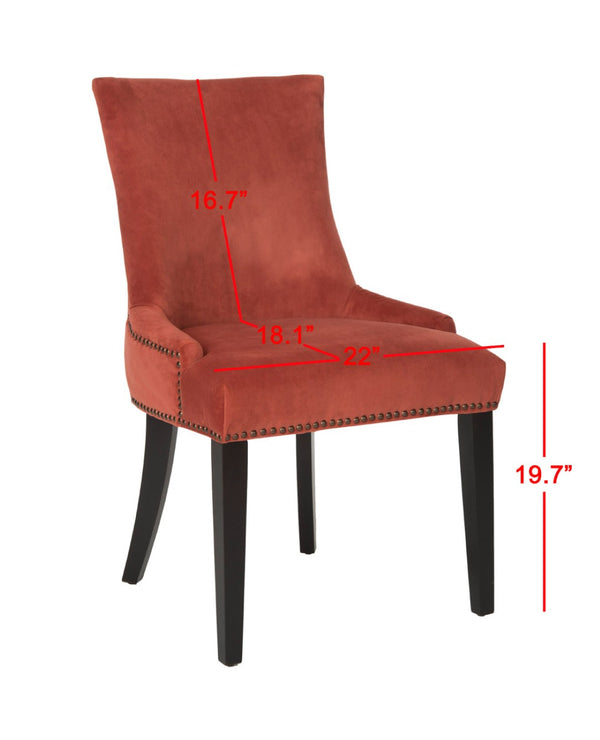 Safavieh LESTER Dining Chair Set of Two - Elegant Ergonomic Design with Brass Accents for Modern Dining Spaces Rust MCR4709K-SET2