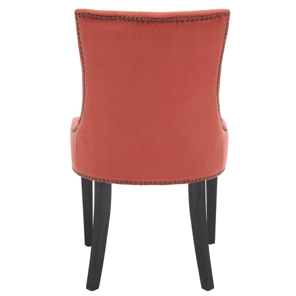 Safavieh LESTER Dining Chair Set of Two - Elegant Ergonomic Design with Brass Accents for Modern Dining Spaces Rust MCR4709K-SET2