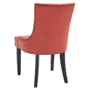 Safavieh LESTER Dining Chair Set of Two - Elegant Ergonomic Design with Brass Accents for Modern Dining Spaces Rust MCR4709K-SET2