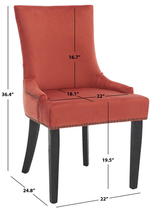 Safavieh LESTER Dining Chair Set of Two - Elegant Ergonomic Design with Brass Accents for Modern Dining Spaces Rust MCR4709K-SET2