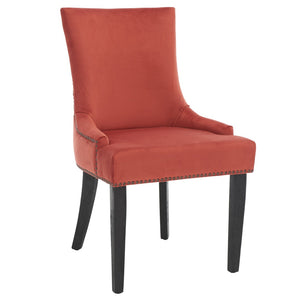 Safavieh LESTER Dining Chair Set of Two - Elegant Ergonomic Design with Brass Accents for Modern Dining Spaces Rust MCR4709K-SET2
