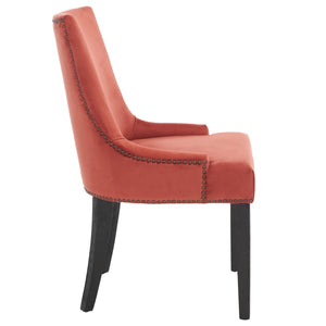 Safavieh LESTER Dining Chair Set of Two - Elegant Ergonomic Design with Brass Accents for Modern Dining Spaces Rust MCR4709K-SET2