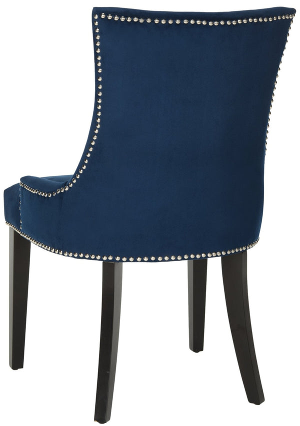Safavieh LESTER Dining Chair Set of Two - Elegant Ergonomic Design with Brass Accents for Modern Dining Spaces Navy MCR4709L-SET2