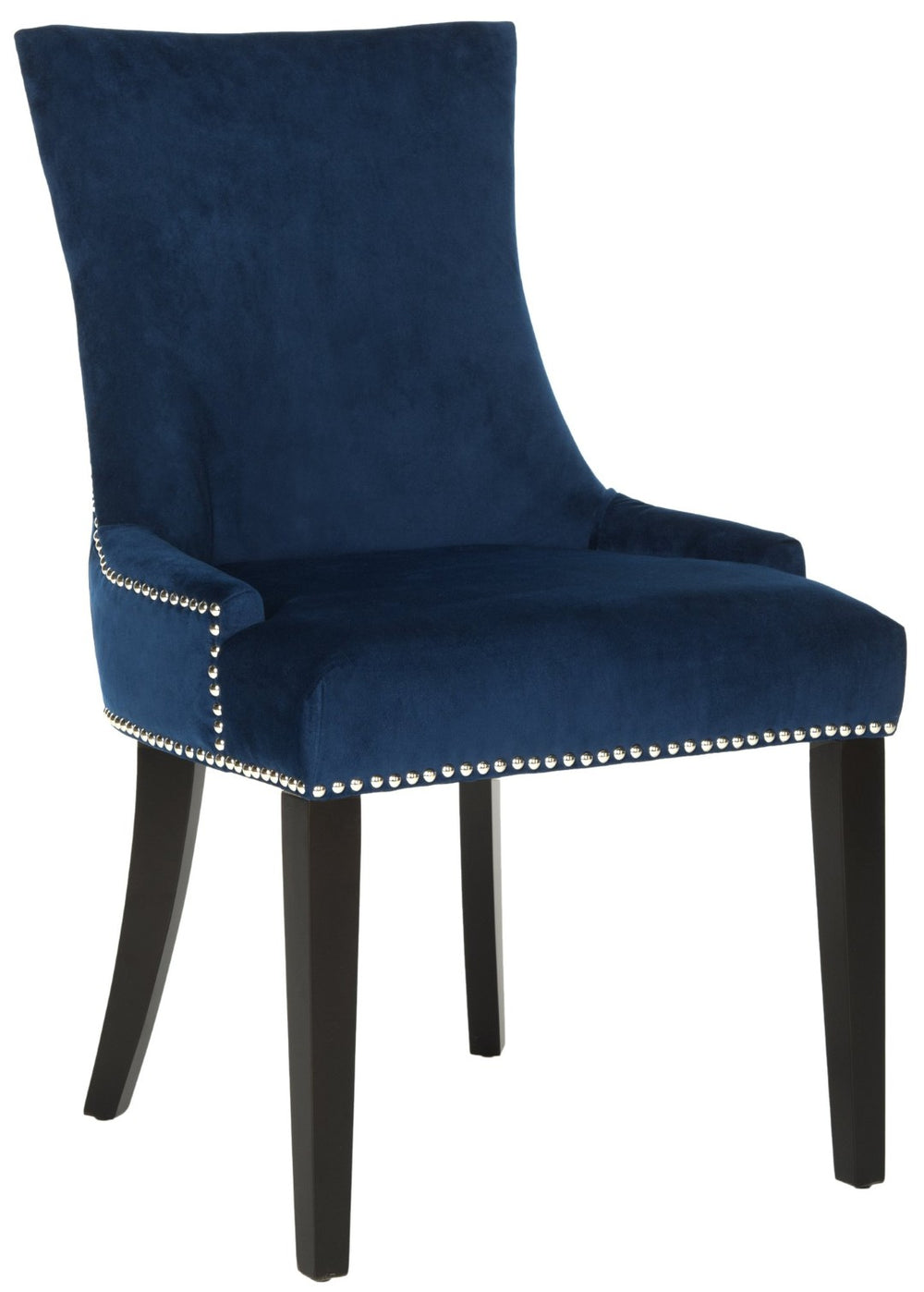 Safavieh LESTER Dining Chair Set of Two - Elegant Ergonomic Design with Brass Accents for Modern Dining Spaces Navy MCR4709L-SET2