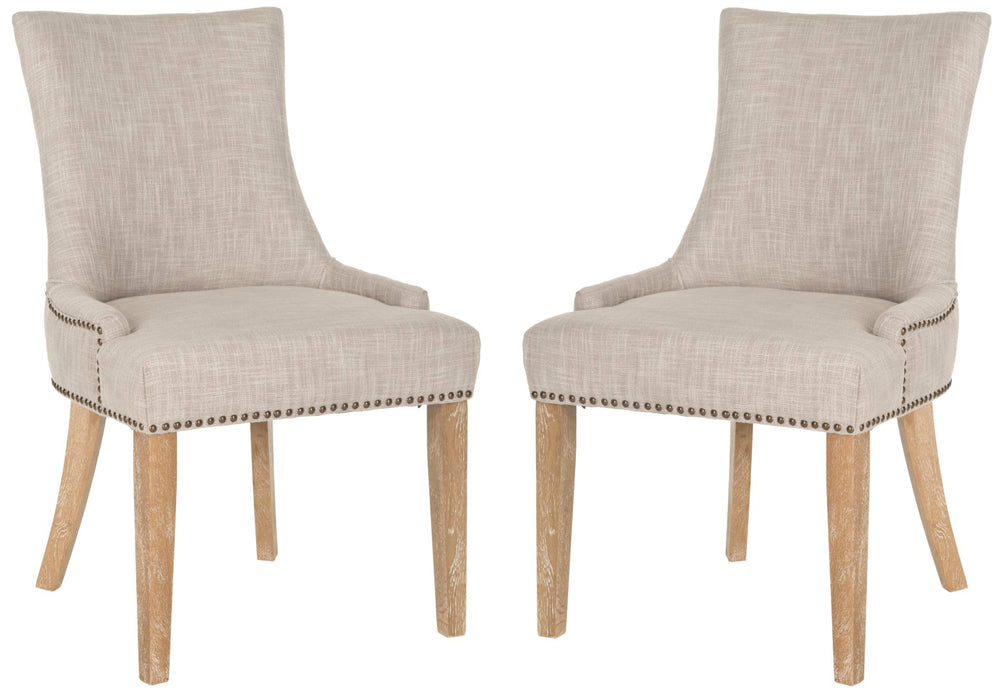 Safavieh Lester Dining Chair  (Set Of 2) - Brass Nail Heads - Set of 2 Grey MCR4709P-SET2