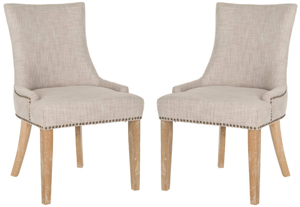 Safavieh Lester Dining Chair  (Set Of 2) - Brass Nail Heads - Set of 2 Grey MCR4709P-SET2