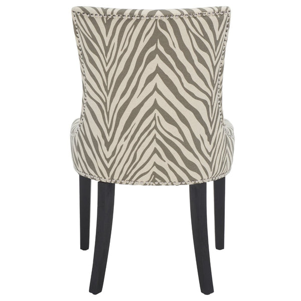 Safavieh LESTER Dining Chair Set of 2 - Grey Zebra Upholstery with Espresso Legs & Elegant Contemporary Design MCR4709Q-SET2