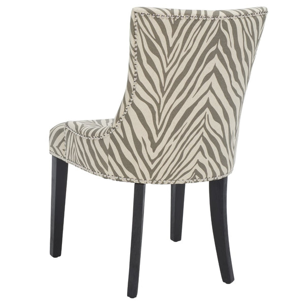 Safavieh LESTER Dining Chair Set of 2 - Grey Zebra Upholstery with Espresso Legs & Elegant Contemporary Design MCR4709Q-SET2
