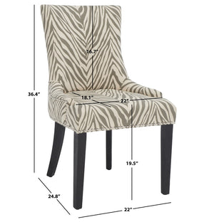 Safavieh LESTER Dining Chair Set of 2 - Grey Zebra Upholstery with Espresso Legs & Elegant Contemporary Design MCR4709Q-SET2