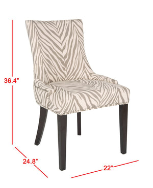 Safavieh LESTER Dining Chair Set of 2 - Grey Zebra Upholstery with Espresso Legs & Elegant Contemporary Design MCR4709Q-SET2
