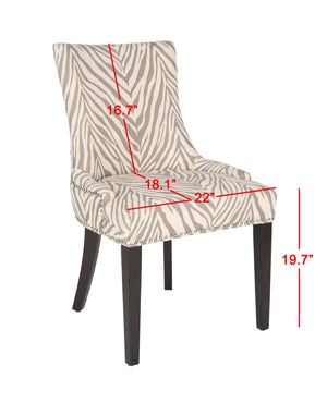 Safavieh LESTER Dining Chair Set of 2 - Grey Zebra Upholstery with Espresso Legs & Elegant Contemporary Design MCR4709Q-SET2