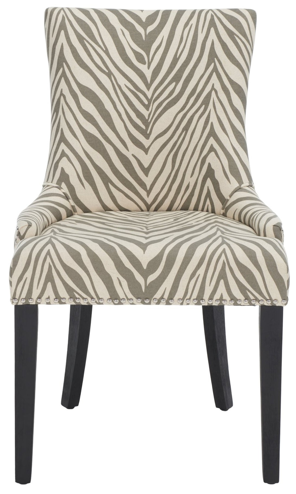 Safavieh LESTER Dining Chair Set of 2 - Grey Zebra Upholstery with Espresso Legs & Elegant Contemporary Design MCR4709Q-SET2