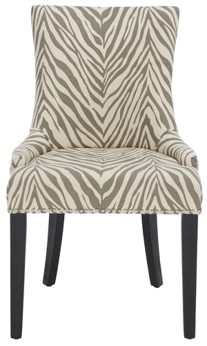 Safavieh LESTER Dining Chair Set of 2 - Grey Zebra Upholstery with Espresso Legs & Elegant Contemporary Design MCR4709Q-SET2