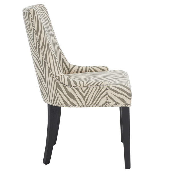 Safavieh LESTER Dining Chair Set of 2 - Grey Zebra Upholstery with Espresso Legs & Elegant Contemporary Design MCR4709Q-SET2