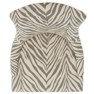 Safavieh LESTER Dining Chair Set of 2 - Grey Zebra Upholstery with Espresso Legs & Elegant Contemporary Design MCR4709Q-SET2