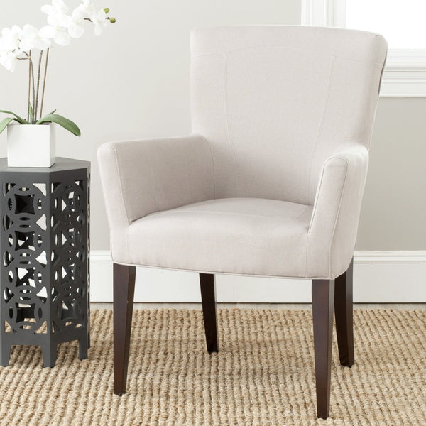 Safavieh Dale Armchair - Modern Luxury Accent Chair With Comfortable Upholstery And Elegant Espresso Legs Taupe MCR4710C
