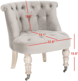 Safavieh Carlin Tufted Chair - Elegant English-Inspired Accent With Mushroom Taupe Cotton & Caster Legs MCR4711C