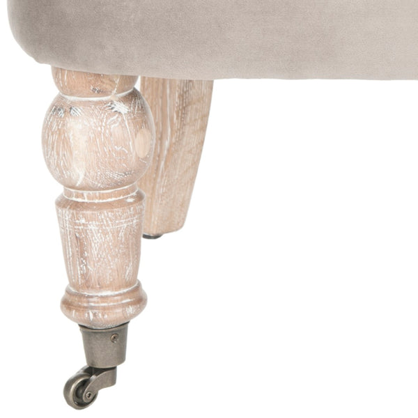Safavieh Carlin Tufted Chair - Elegant English-Inspired Accent With Mushroom Taupe Cotton & Caster Legs MCR4711C