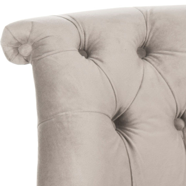 Safavieh Carlin Tufted Chair - Elegant English-Inspired Accent With Mushroom Taupe Cotton & Caster Legs MCR4711C